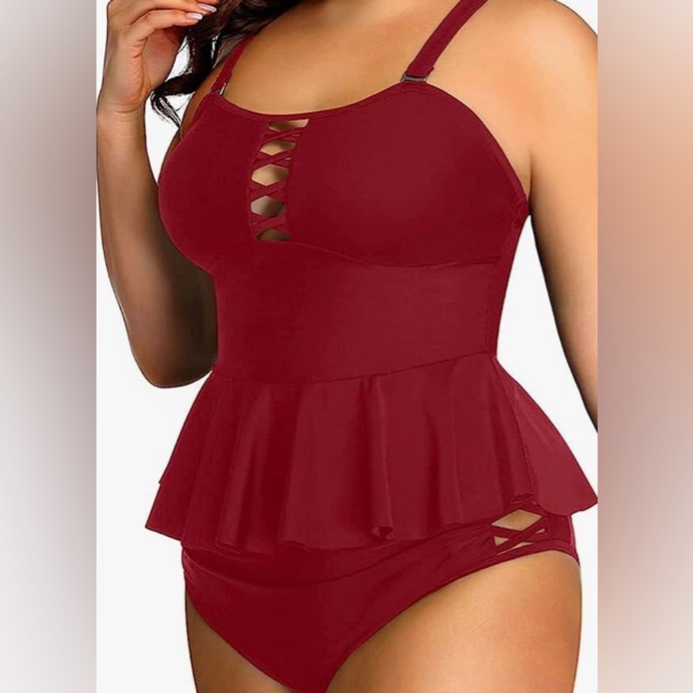 Yonique Plus Size Swimsuits for women tummy control two pieces